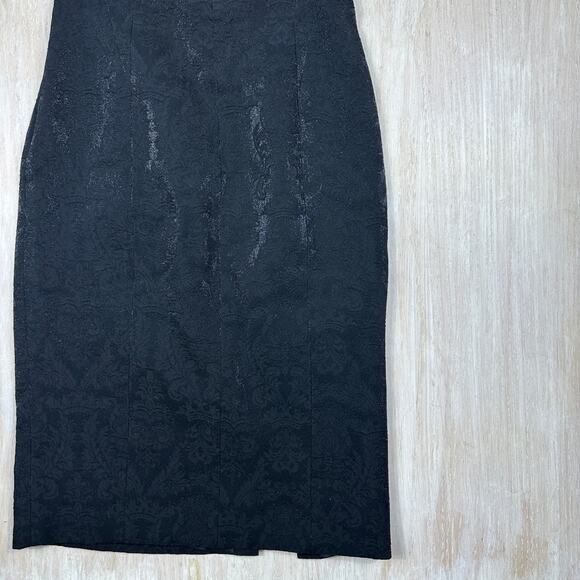 Karen Millen Black Jacquard Halter Neck Satin Trim Cocktail Party Midi Dress 8 - Picture 12 of 14